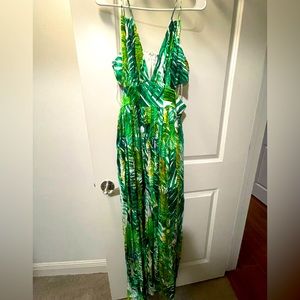 Green Maxi Tropical Dress